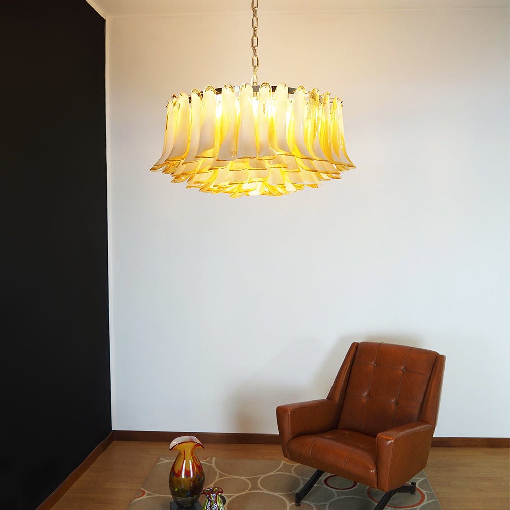 Designer Petal Amber Murano Glass Chandelier - CasaraHouse