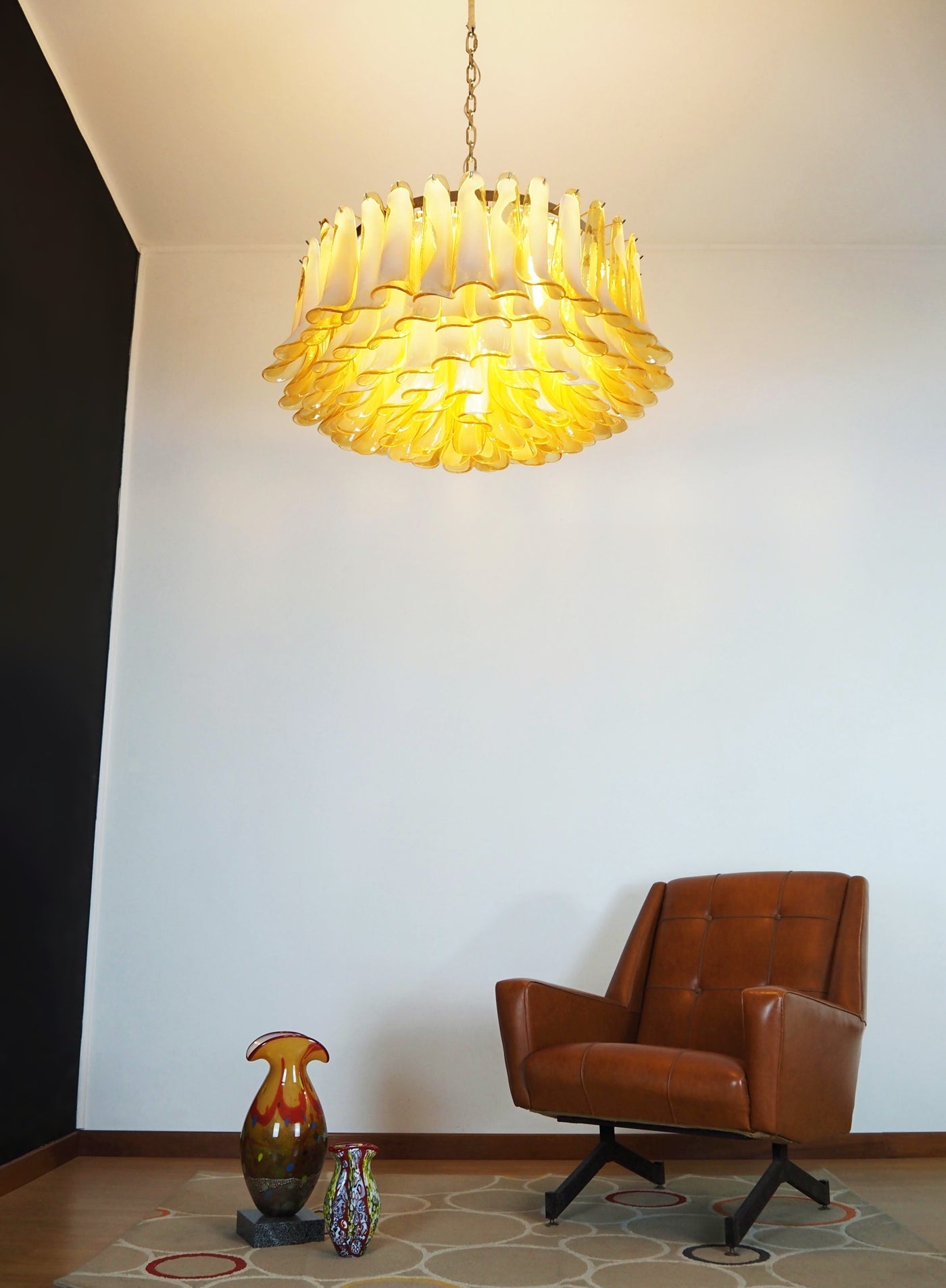 Designer Petal Amber Murano Glass Chandelier - CasaraHouse