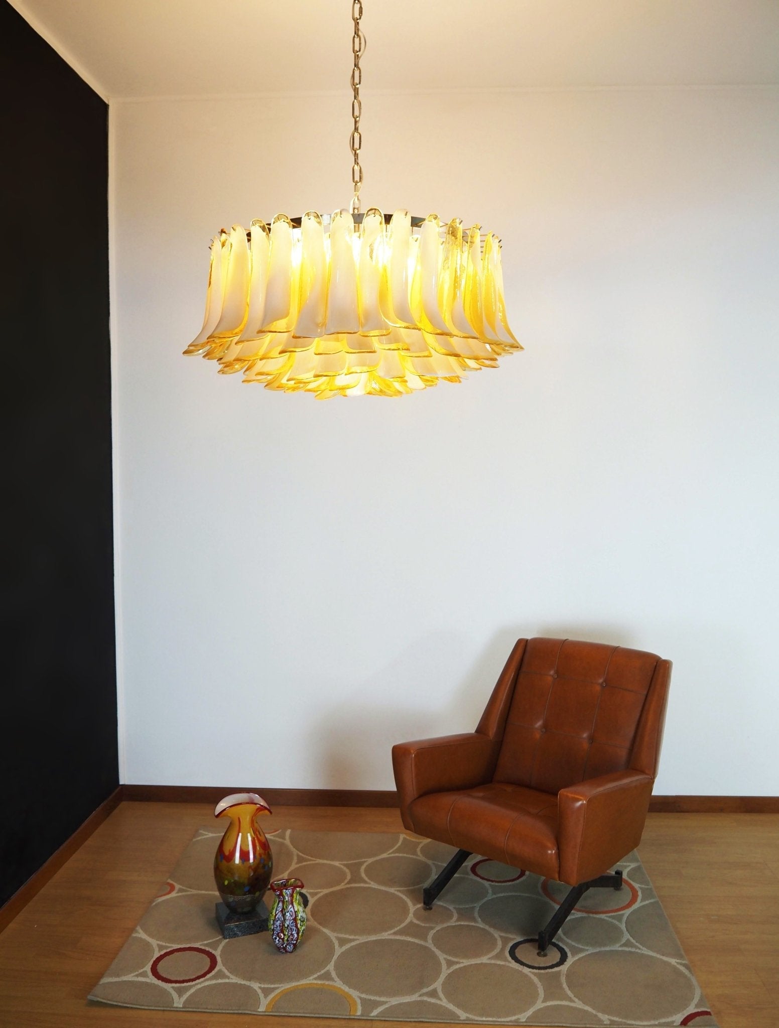 Designer Petal Amber Murano Glass Chandelier - CasaraHouse