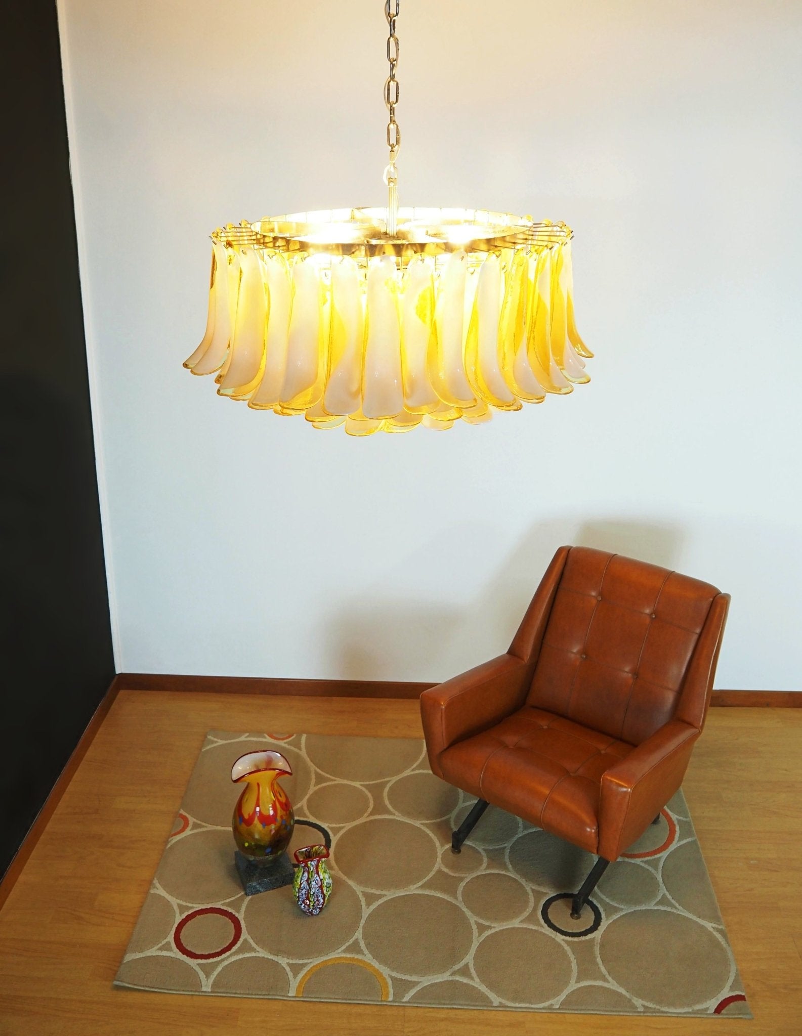 Designer Petal Amber Murano Glass Chandelier - CasaraHouse