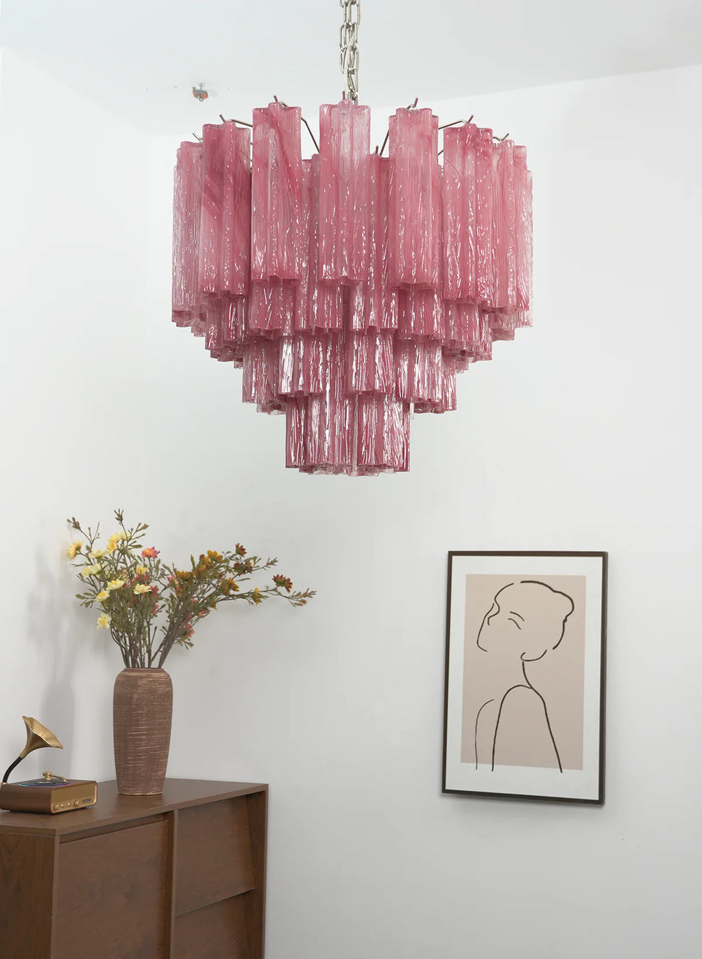 Star Shaped Tube Red Clouds Glass Chandelier