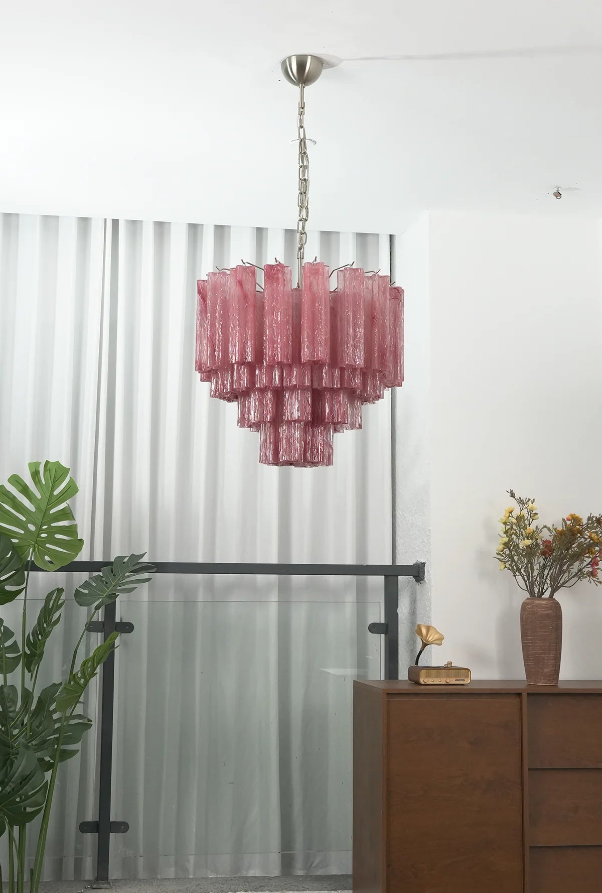 Star Shaped Tube Red Clouds Glass Chandelier