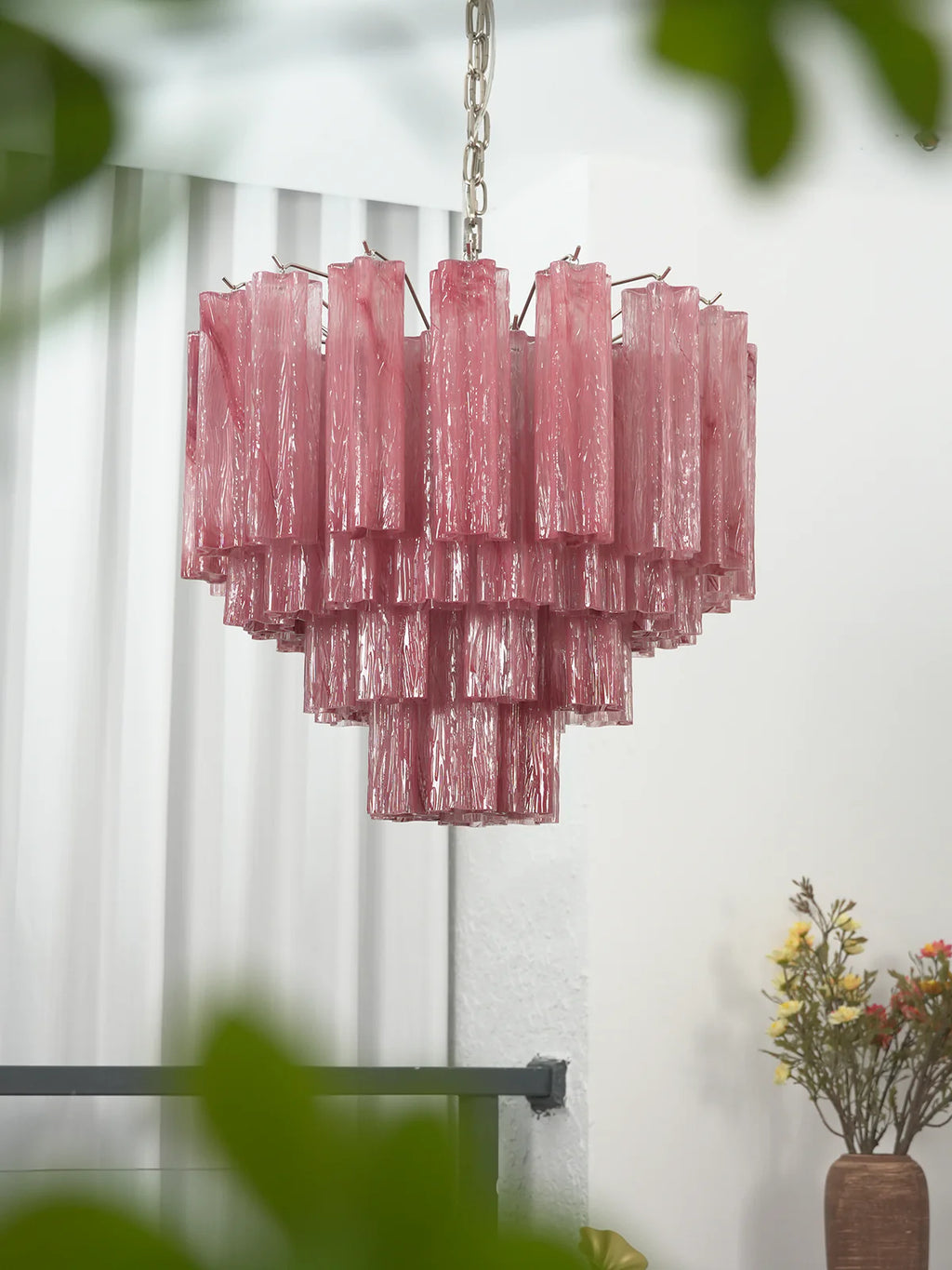 Star Shaped Tube Red Clouds Glass Chandelier