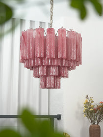 Star Shaped Tube Red Clouds Glass Chandelier