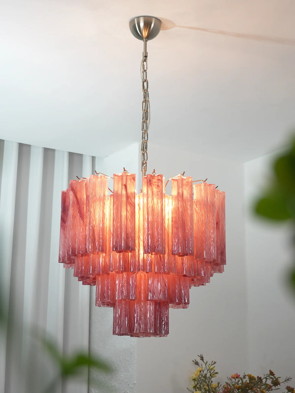 Star Shaped Tube Red Clouds Glass Chandelier