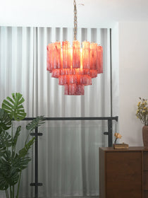 Star Shaped Tube Red Clouds Glass Chandelier