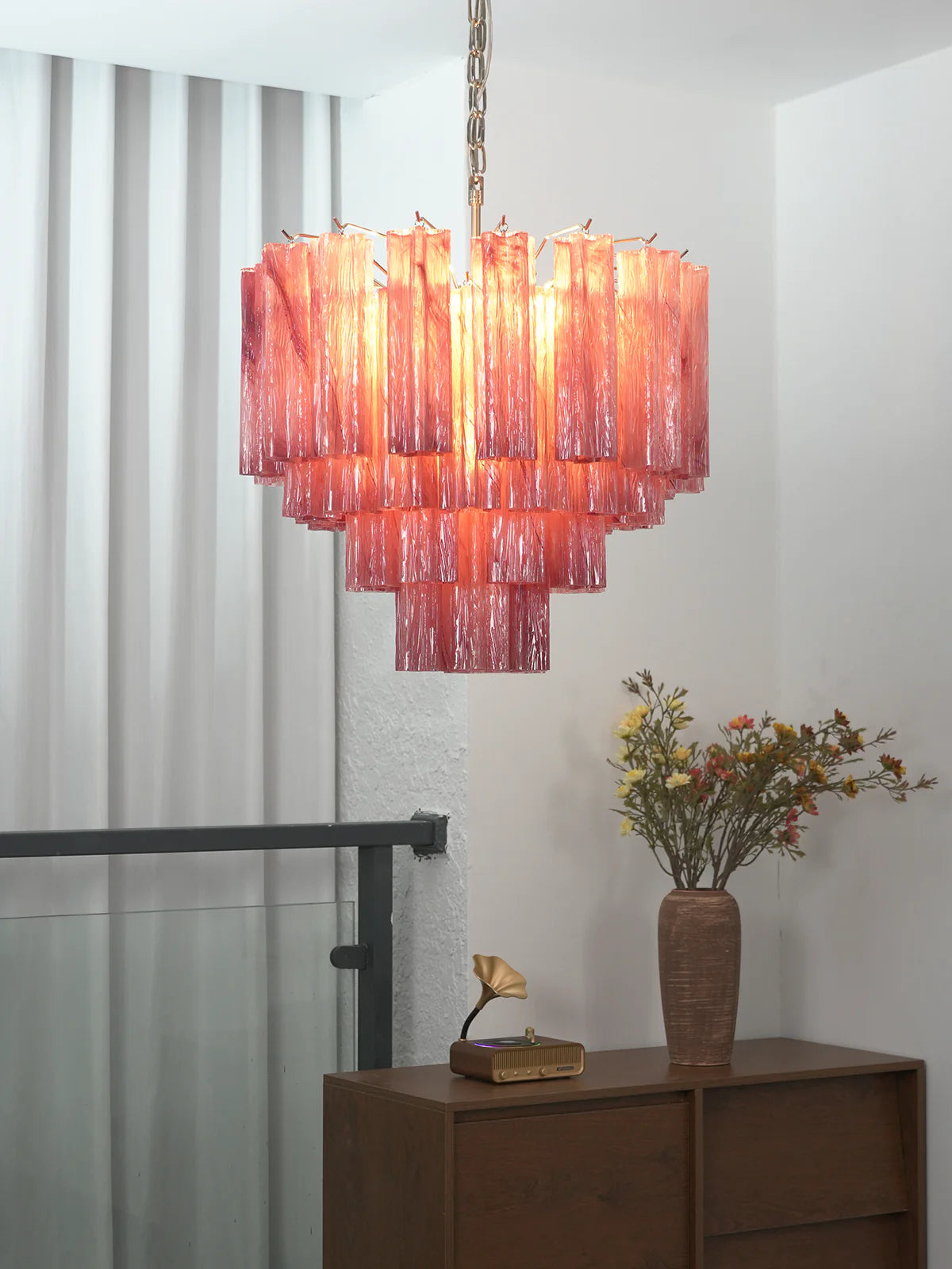 Star Shaped Tube Red Clouds Glass Chandelier Secondary image