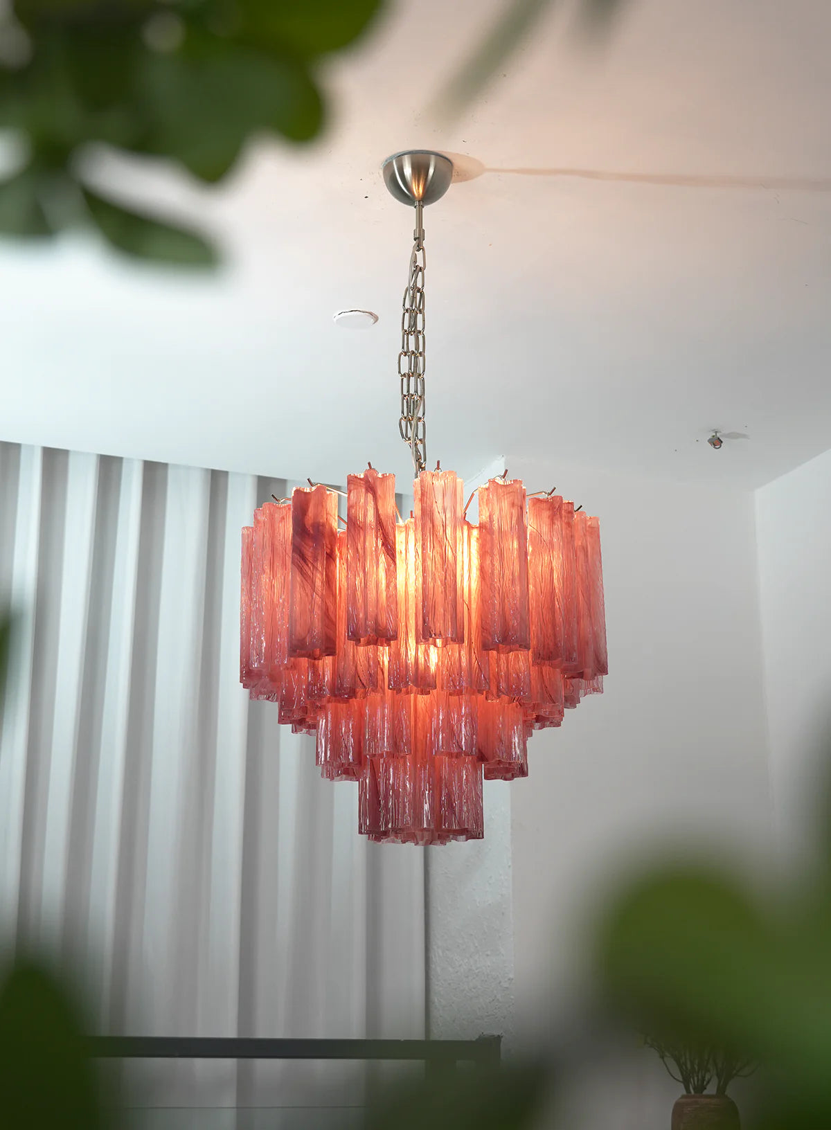 Star Shaped Tube Red Clouds Glass Chandelier