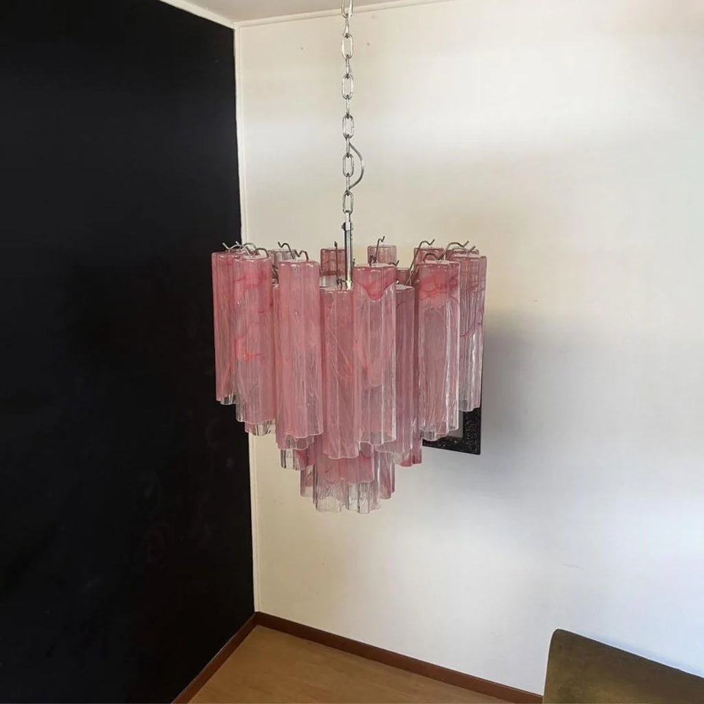 Star Shaped Tube Red Clouds Glass Chandelier