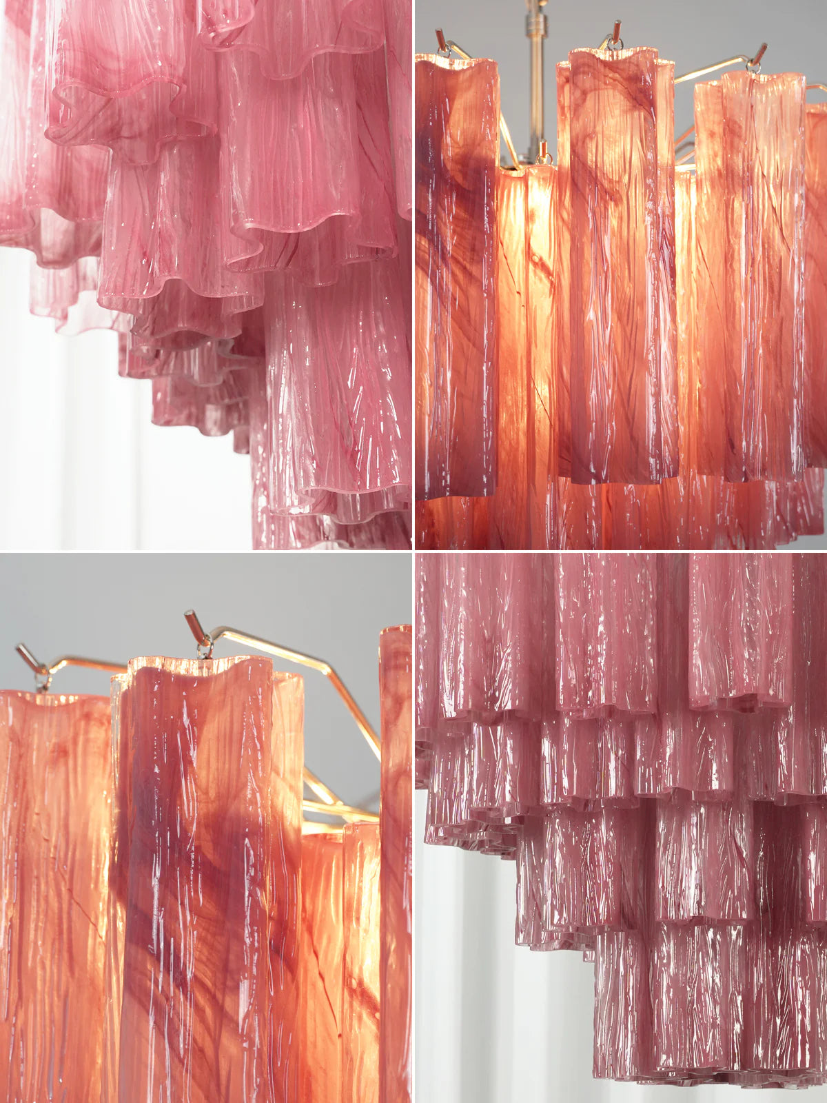 Star Shaped Tube Red Clouds Glass Chandelier