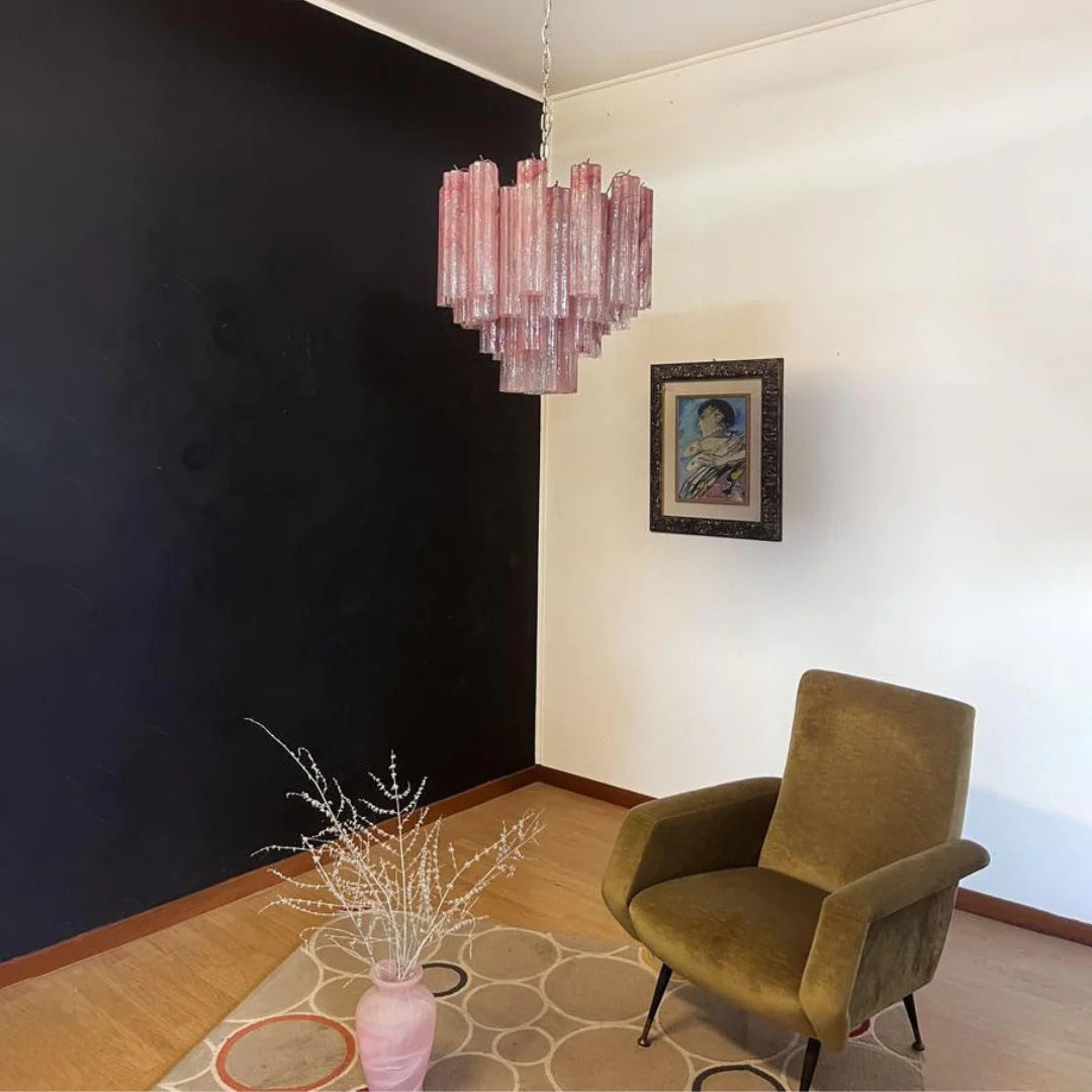 Star Shaped Tube Red Clouds Glass Chandelier