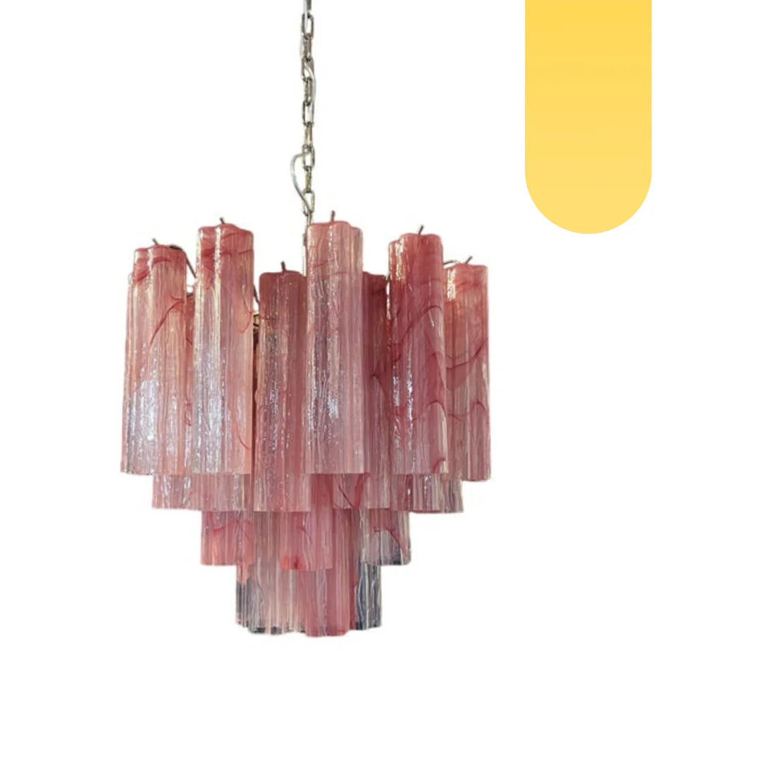 Star Shaped Tube Red Clouds Glass Chandelier