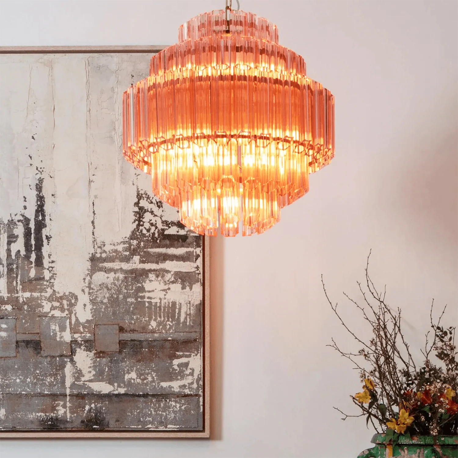 Pink Palermo Round Chandelier