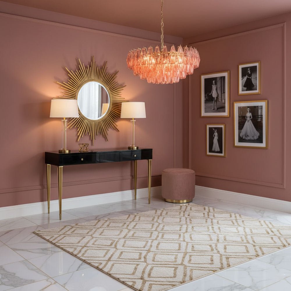 Modern Pink Polygon Drop Chandelier - CasaraHouse