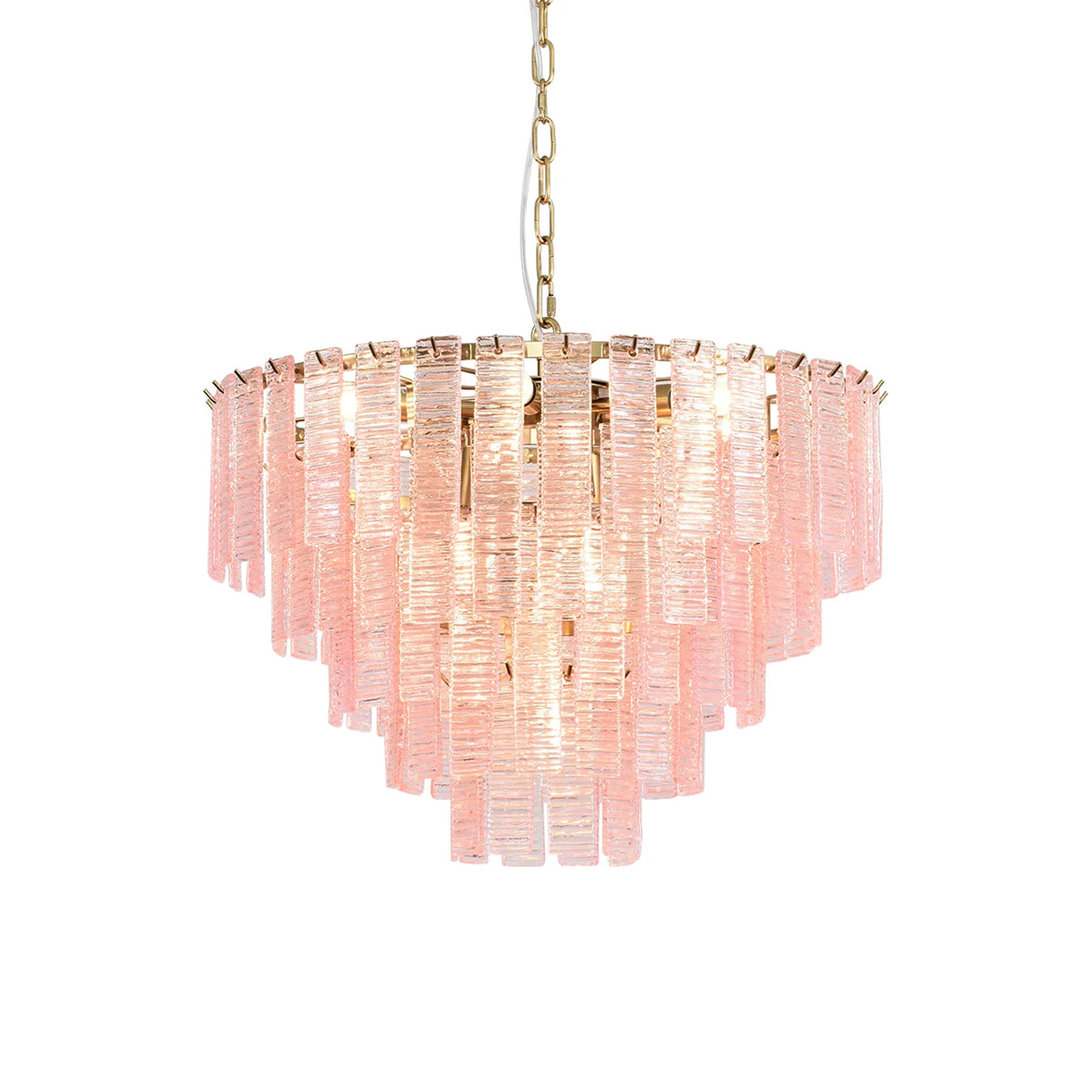 Pink Ridged Glass Rectangle Chandelier Main image