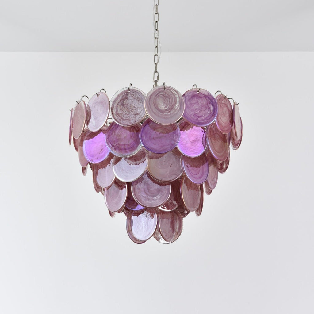 Pink Murano Glass Disc Chandelier