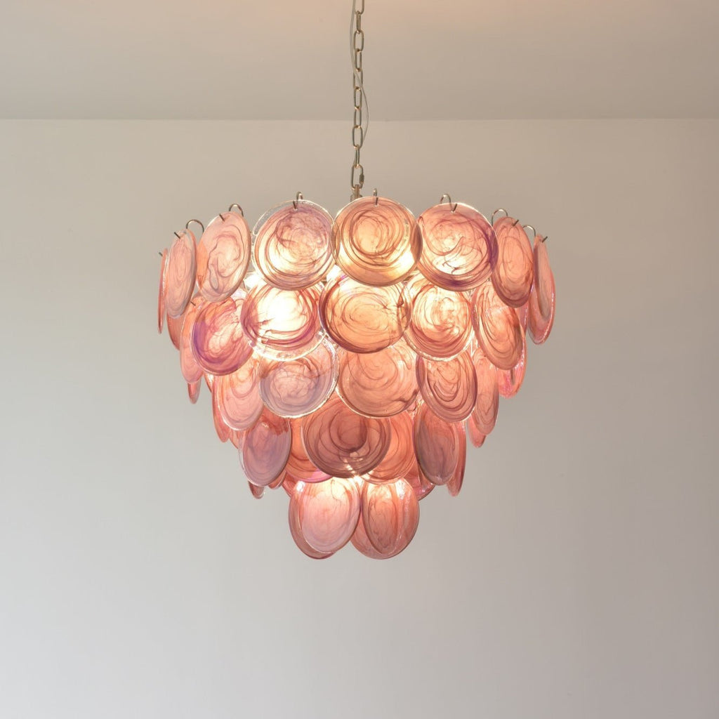 Pink Murano Glass Disc Chandelier