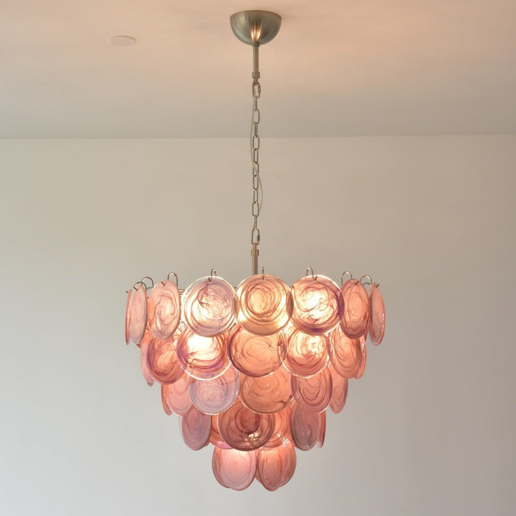 Pink Murano Glass Disc Chandelier