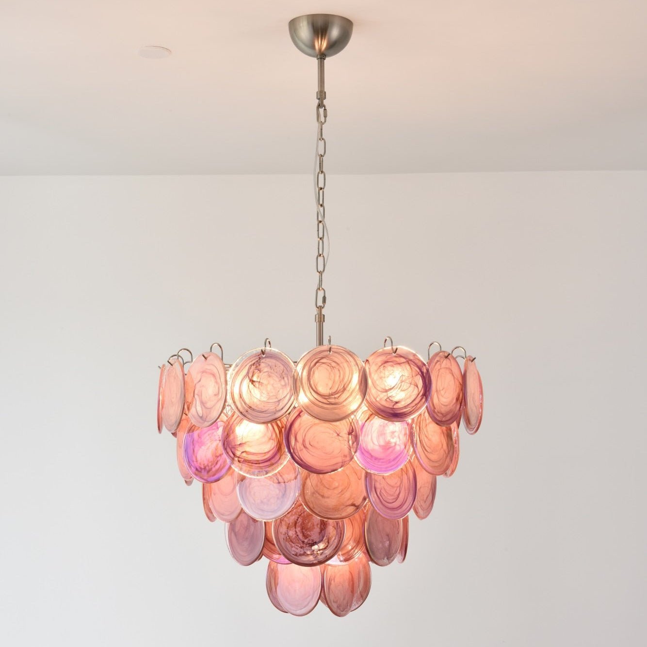 Pink Murano Glass Disc Chandelier