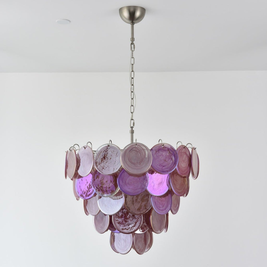 Pink Murano Glass Disc Chandelier