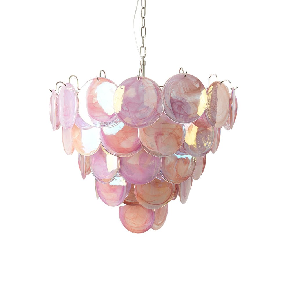 Pink Murano Glass Disc Chandelier
