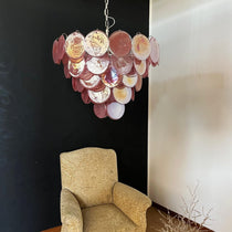 Pink Murano Glass Disc Chandelier