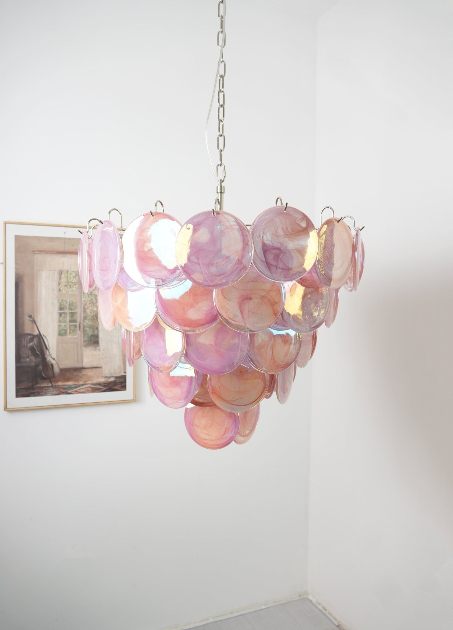 Pink Murano Glass Disc Chandelier