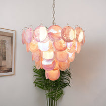 Pink Murano Glass Disc Chandelier