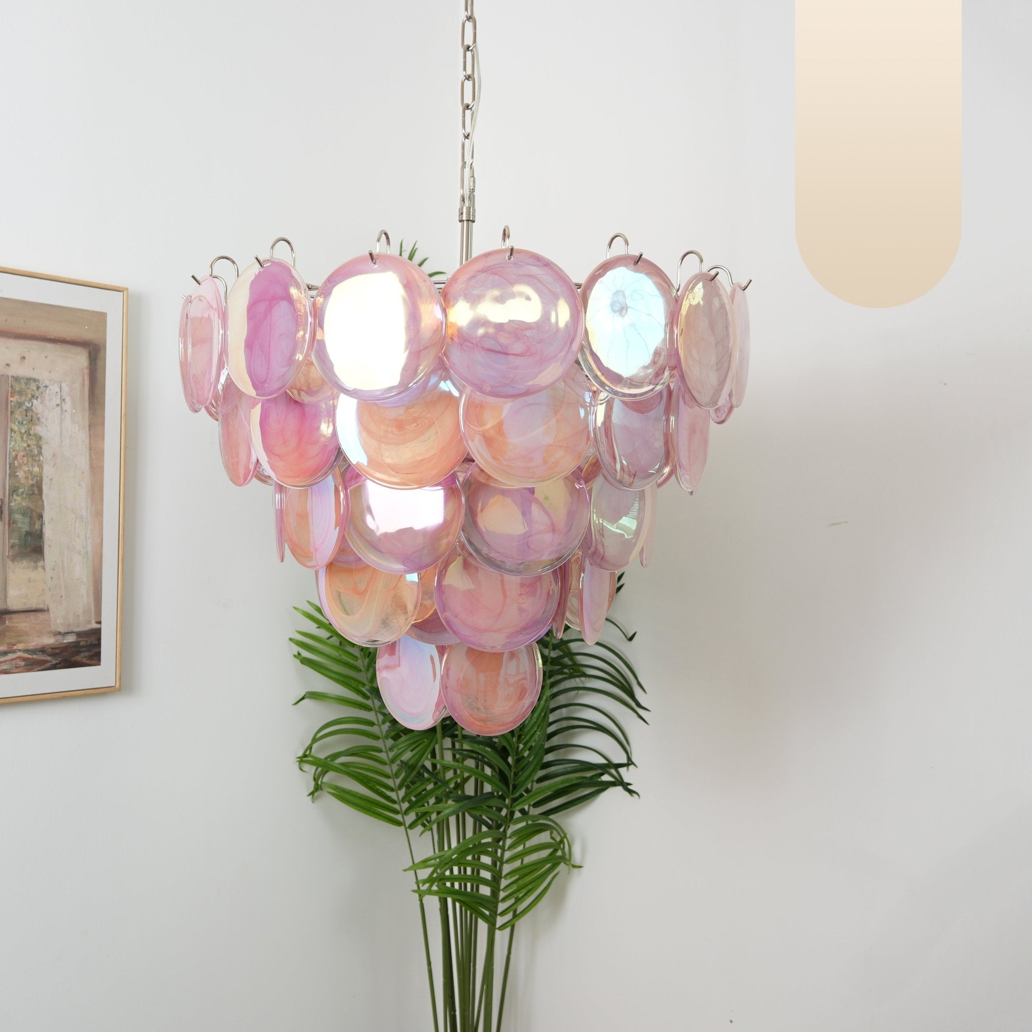 Pink Murano Glass Disc Chandelier