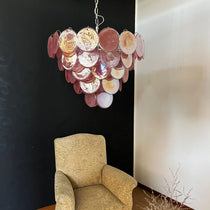 Pink Murano Glass Disc Chandelier