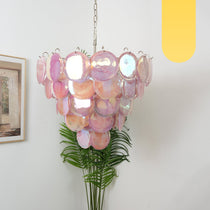 Pink Murano Glass Disc Chandelier