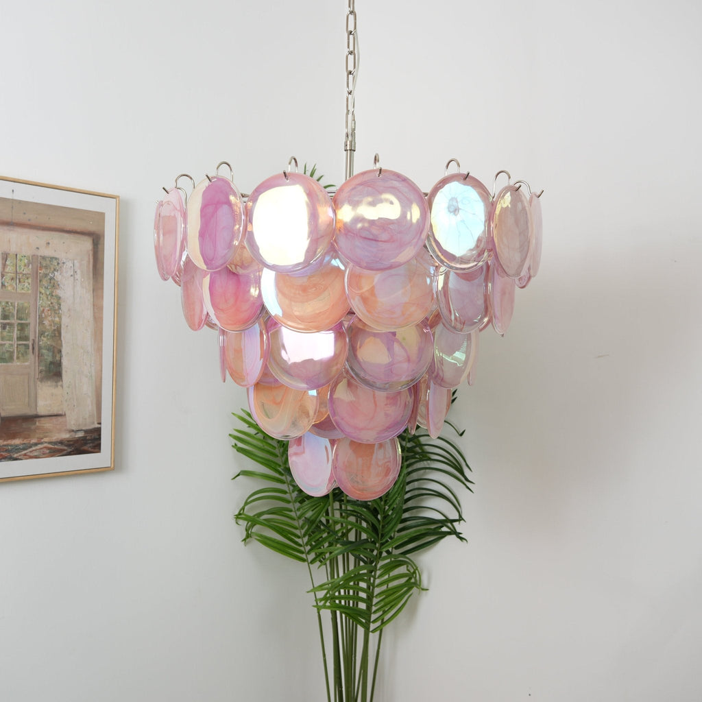Pink Murano Glass Disc Chandelier