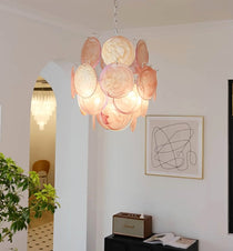 Pink Murano Disc Glass Chandelier