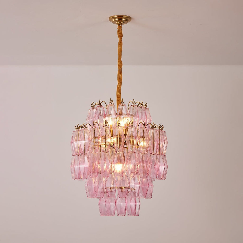 Pink Murano Glass Prism Chandelier