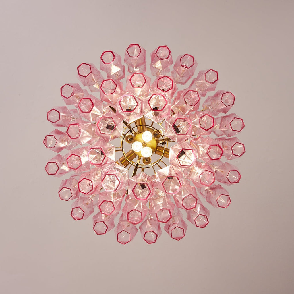 Pink Murano Glass Prism Chandelier