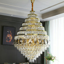 Honeycomb Shaped Ceiling Chandelier Extra Large Crystal Light Fixture For Foyer Staircase/ Entryway In Gold Finish