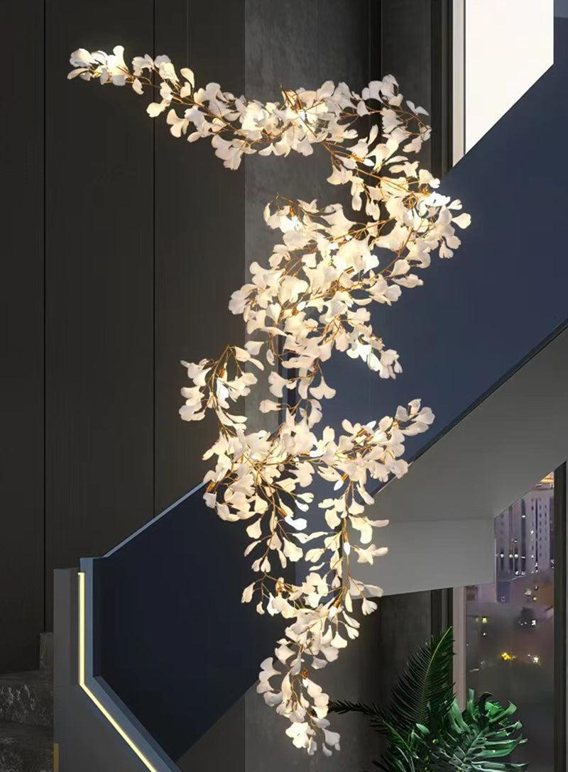 Modern Porcelain Ginkgo Branch Chandelier Secondary image