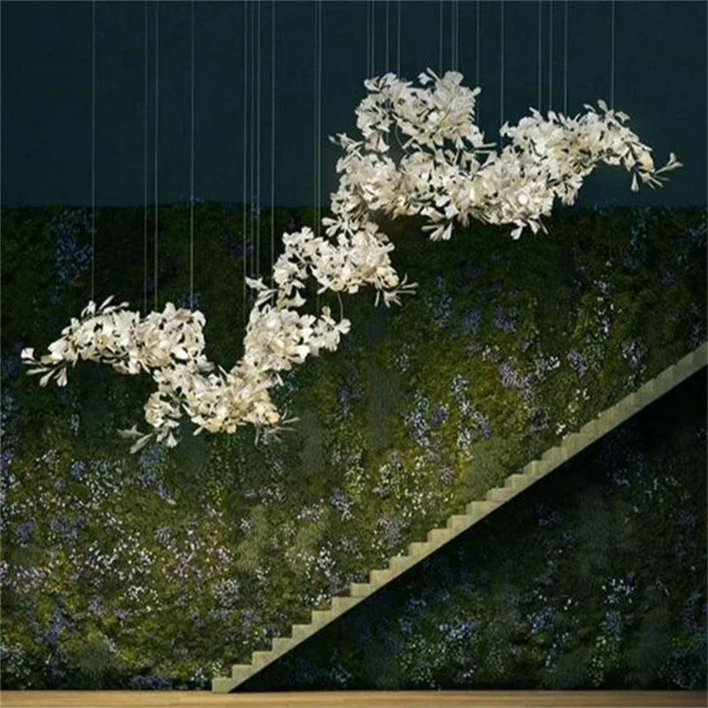 Modern Porcelain Ginkgo Branch Chandelier
