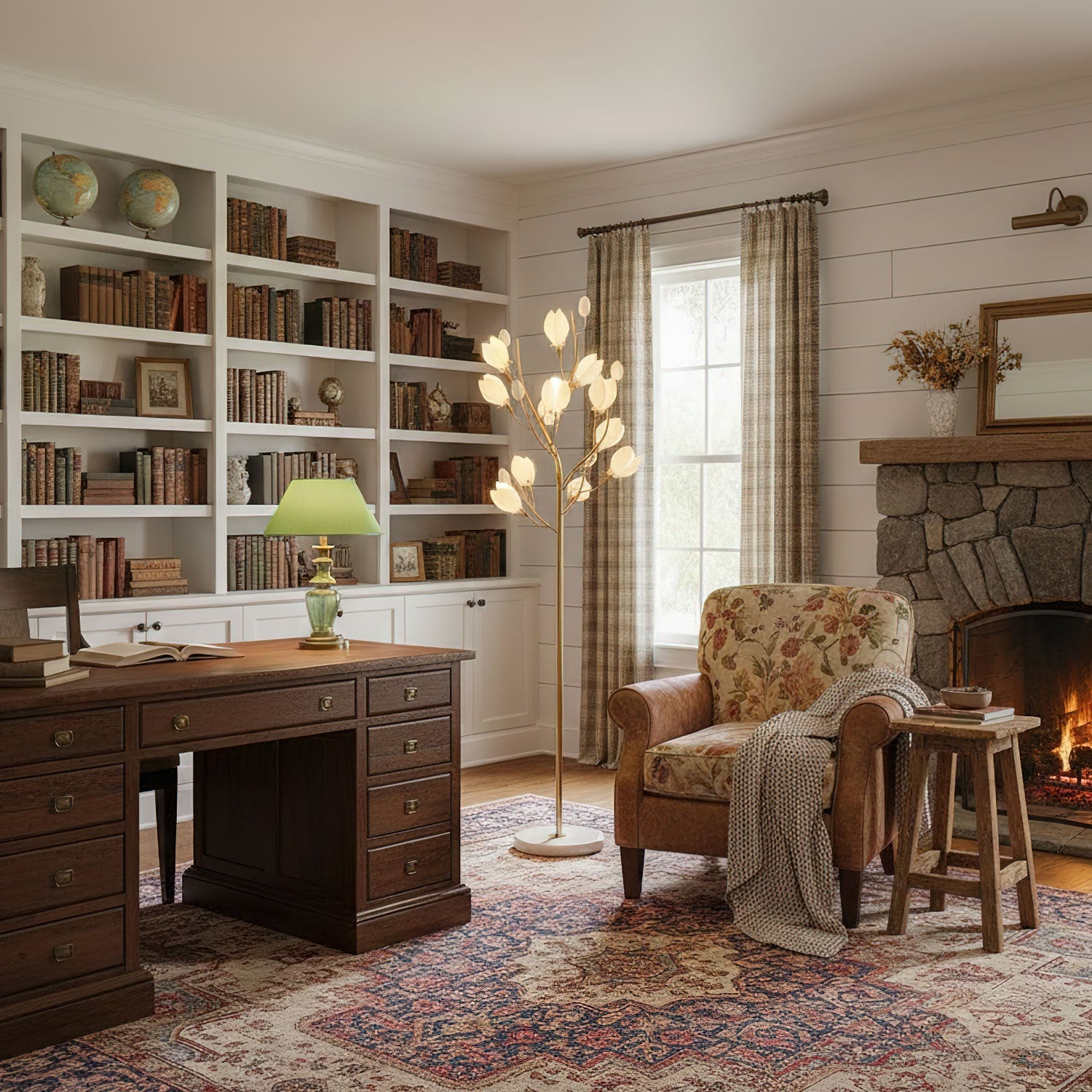 Porcelain Magnolia Floor Lamp
