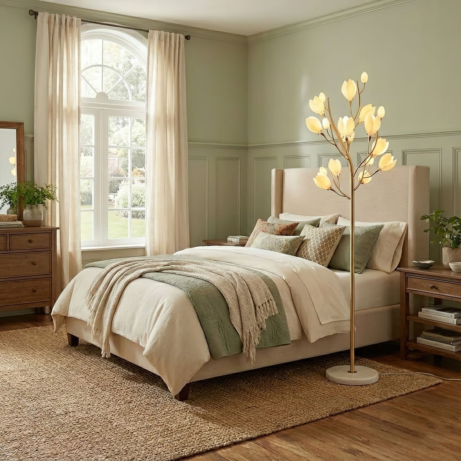Porcelain Magnolia Floor Lamp