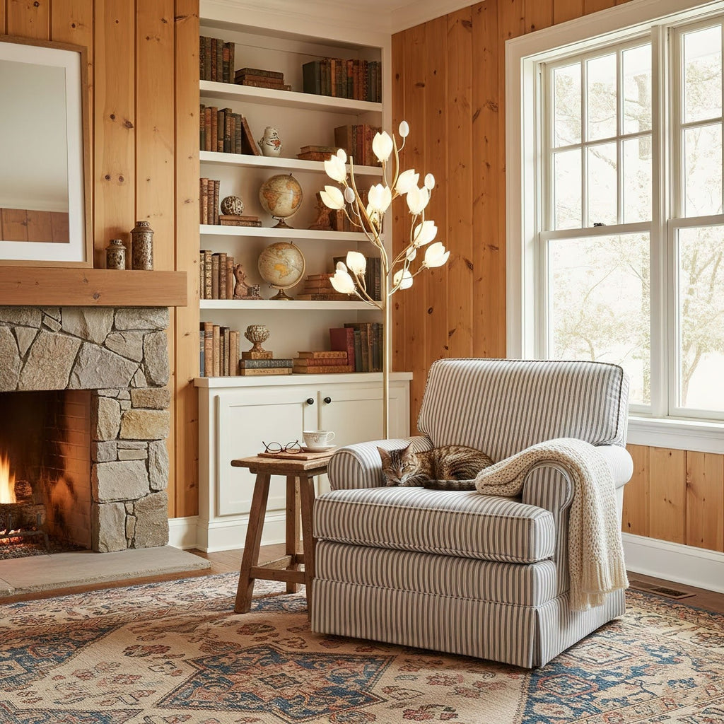 Porcelain Magnolia Floor Lamp