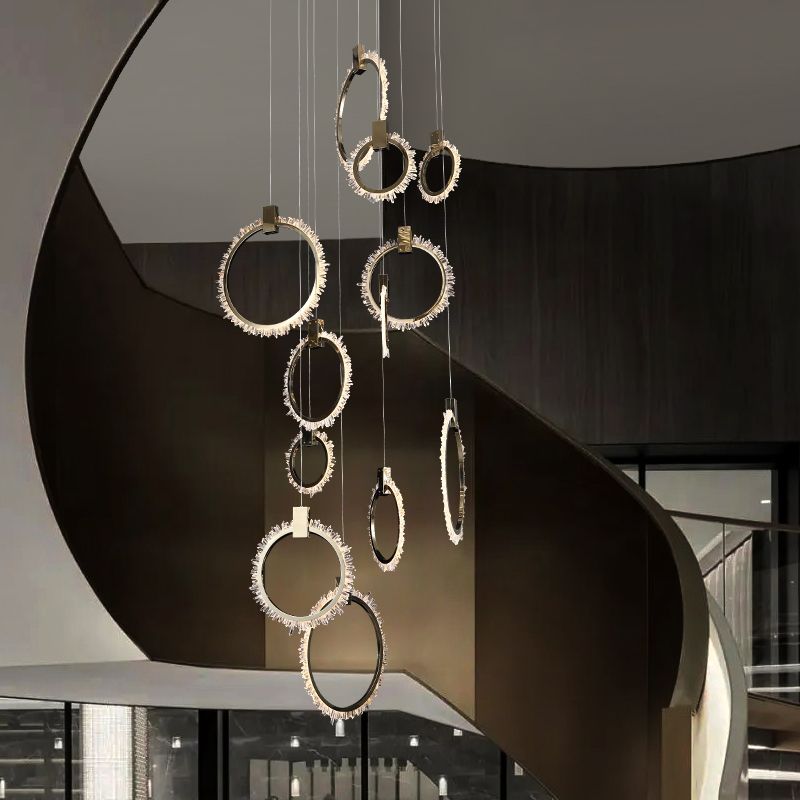 Primary Crystal Cluster 12 Rings Staircase Chandelier Secondary image