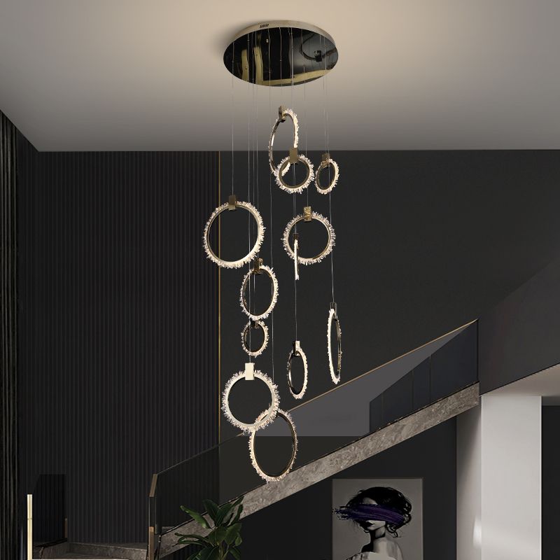 Primary Crystal Cluster 12 Rings Staircase Chandelier Main image