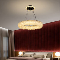 Cervine Quartz Stone Primary Crystal Halo Chandelier
