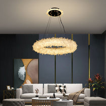 Cervine Quartz Stone Primary Crystal Halo Chandelier