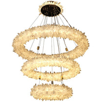 Cervine Quartz Stone Primary Crystal Halo Chandelier
