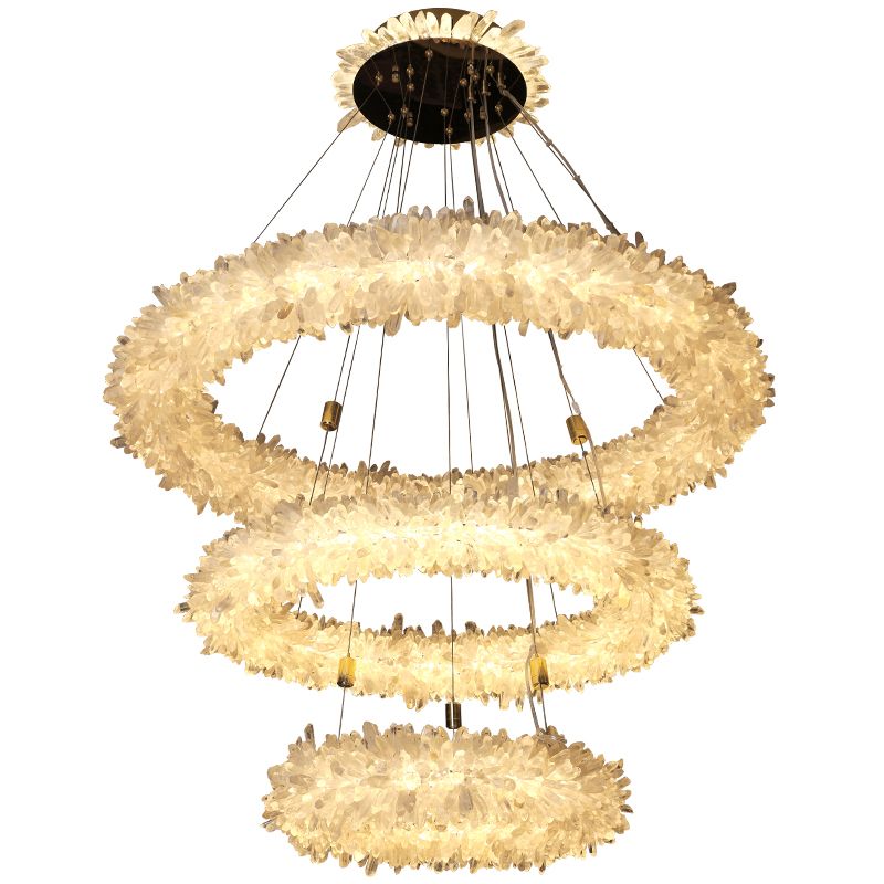 Cervine Quartz Stone Primary Crystal Halo Chandelier