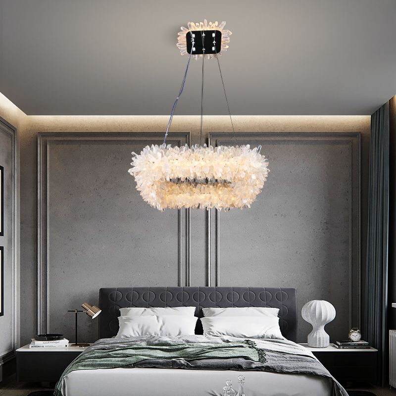 Cervine Quartz Stone Primary Crystal Square Chandelier