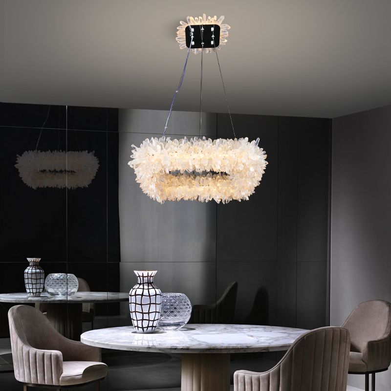 Cervine Quartz Stone Primary Crystal Square Chandelier