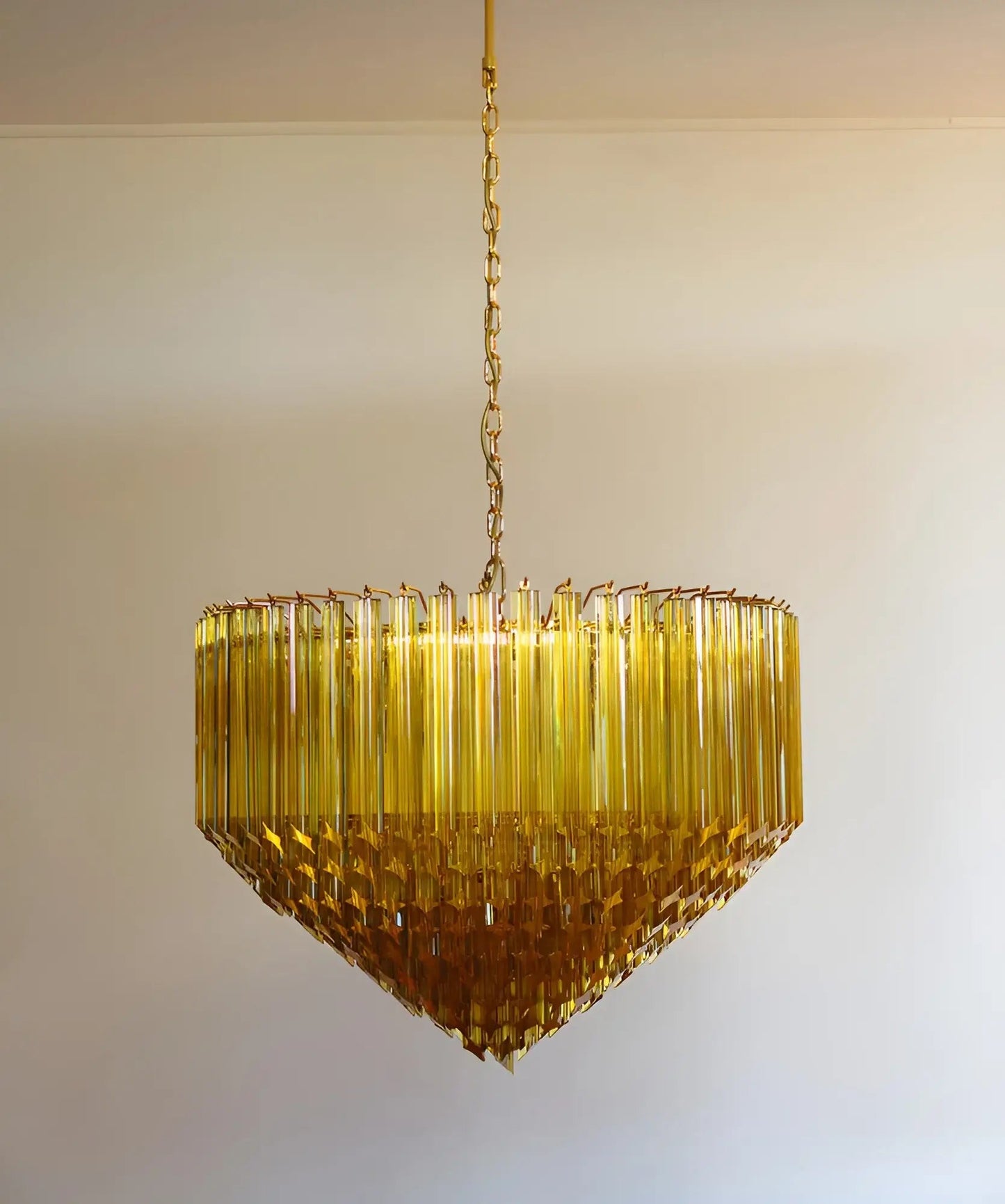 Contemporary Prism Murano Amber Glass Chandelier - CasaraHouse
